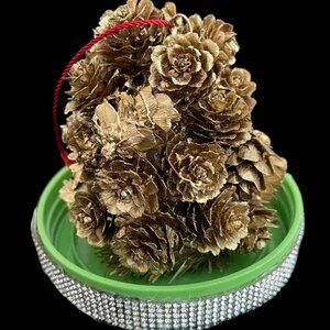 Hand Crafted Gold Pine Cone Holiday Tree Decor